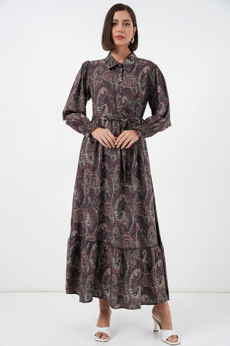 Paisley Geknoopt Midi Hemdjurk - Image 4