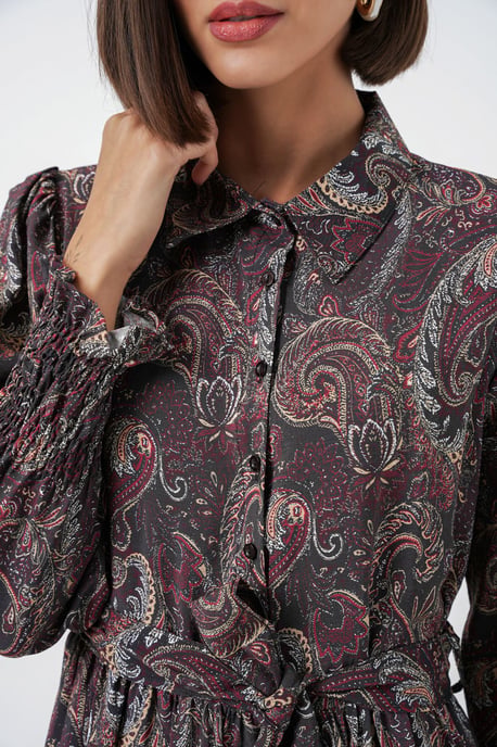Paisley Geknoopt Midi Hemdjurk - Image 5