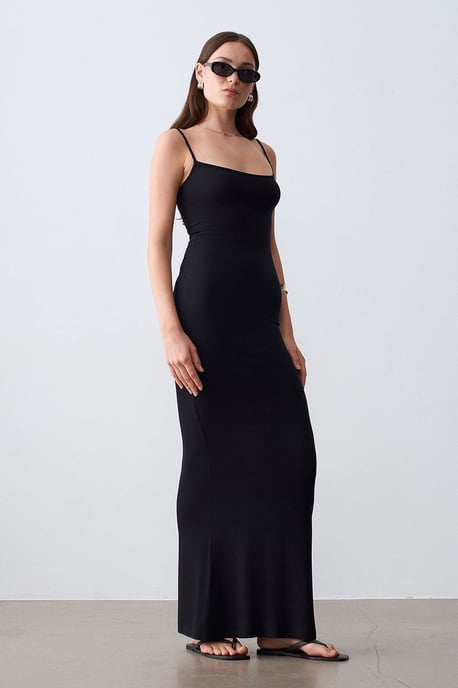 Ribbad Bodycon Maxiklänning - Image 3