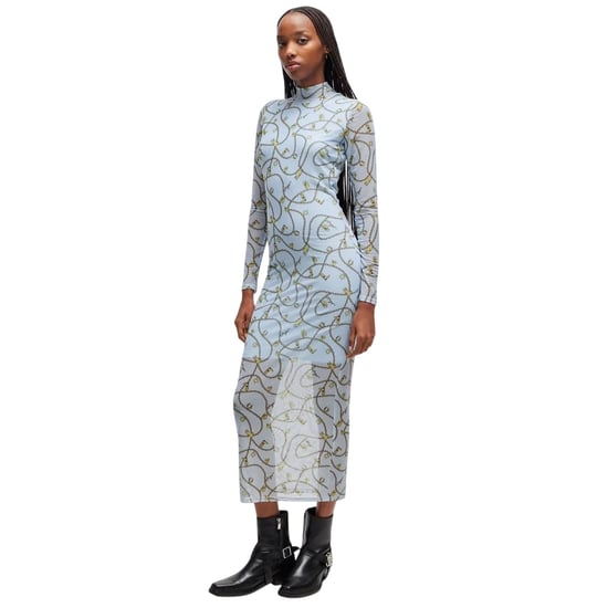 Hugo Nasuse 2 mesh-maxi-jurk voor dames (Blauw) - Image 4
