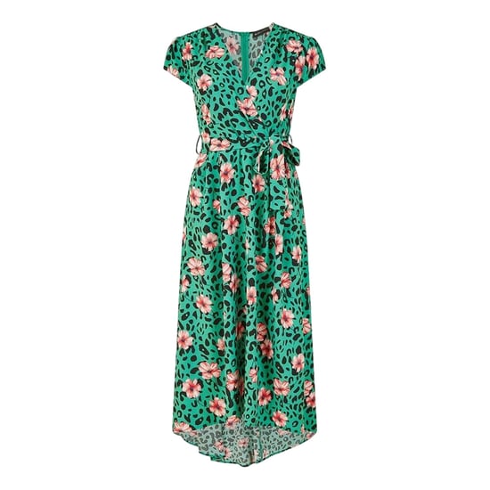 Mela London Womens/Ladies Animal Print Flutter Wrap Dress (Green) - Image 1
