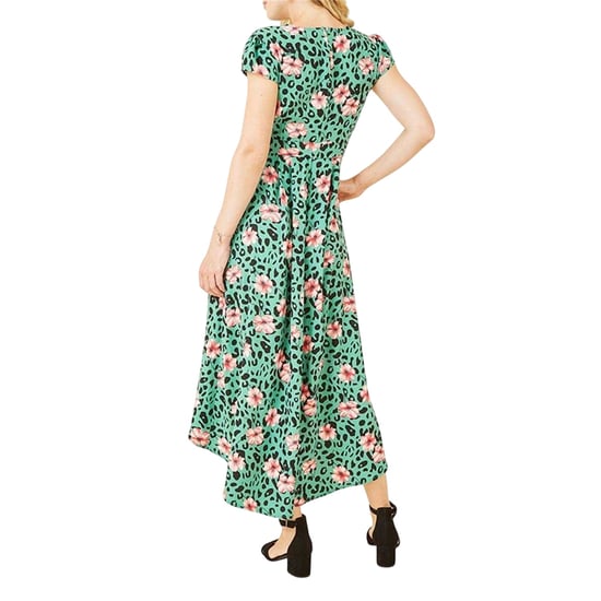 Mela London Womens/Ladies Animal Print Flutter Wrap Dress (Green) - Image 2