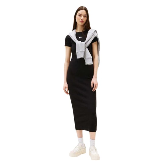 Tommy Jeans Strakke jurk met ronde hals en embleem voor dames (Zwart) - Image 2