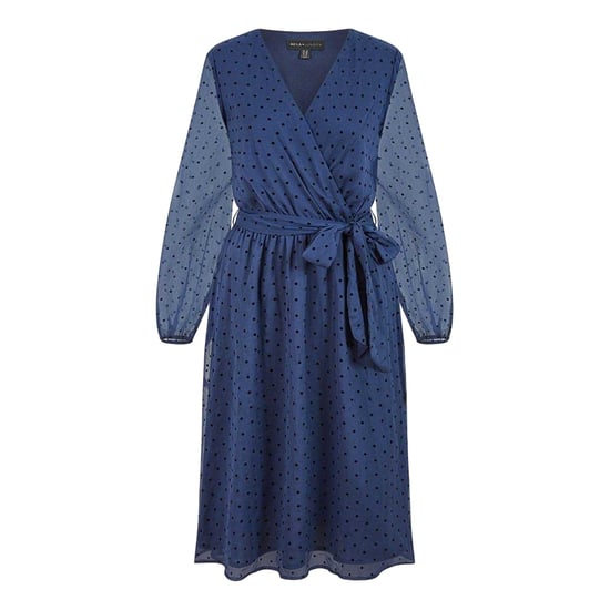 Mela London Womens/Ladies Dobby Spotted Wrap Dress (Navy) - Image 1