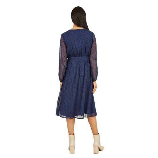Mela London Womens/Ladies Dobby Spotted Wrap Dress (Navy) - Image 2