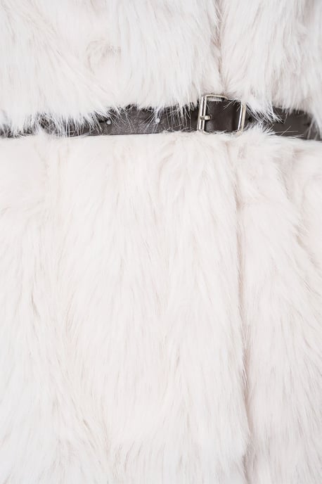 Long Oversized Faux Fur Coat With Belt - Image 6