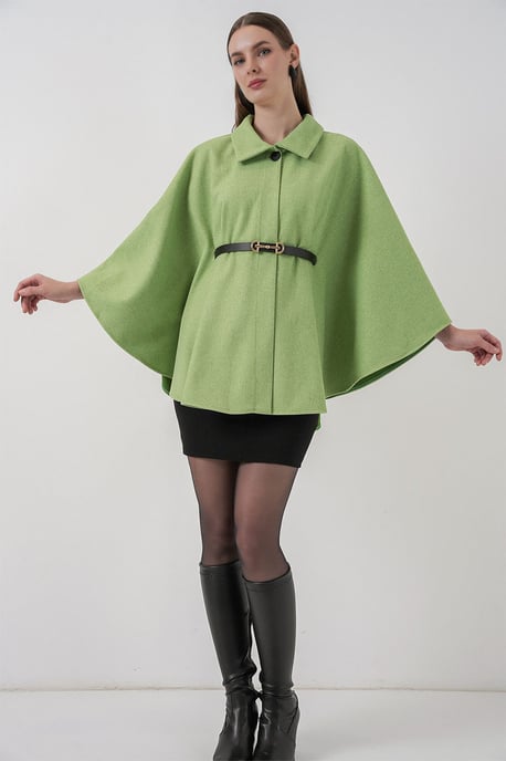 Belted Tweed Cape Coat - Image 2