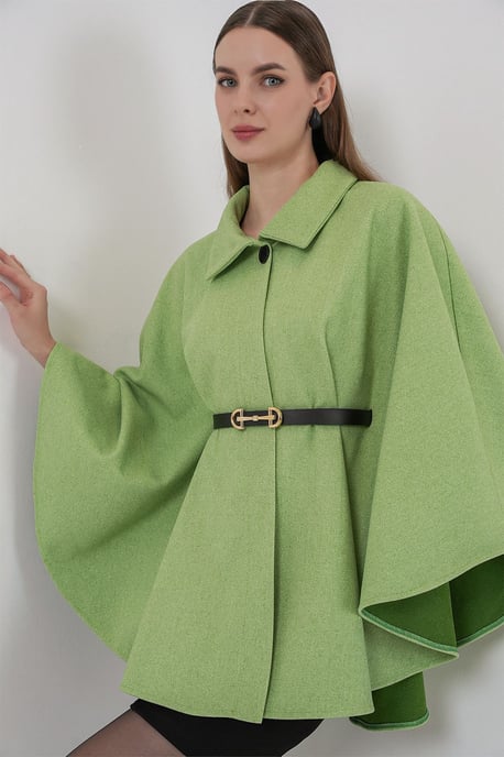 Belted Tweed Cape Coat - Image 4