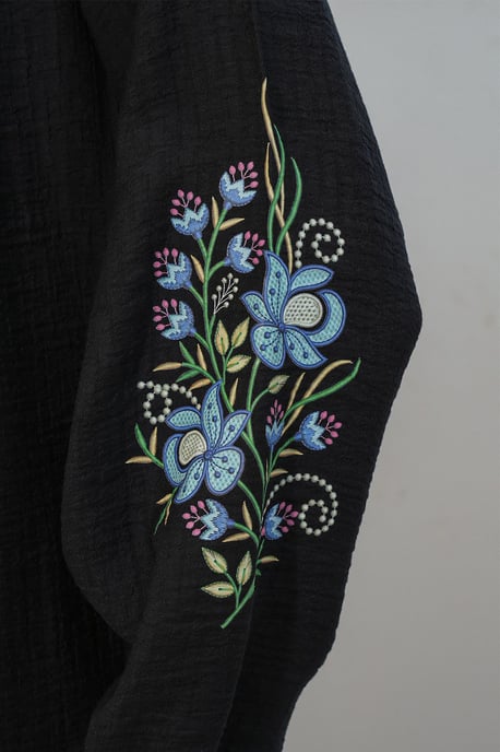 Geborduurd Overmaat Crêpe Blouse - Image 5