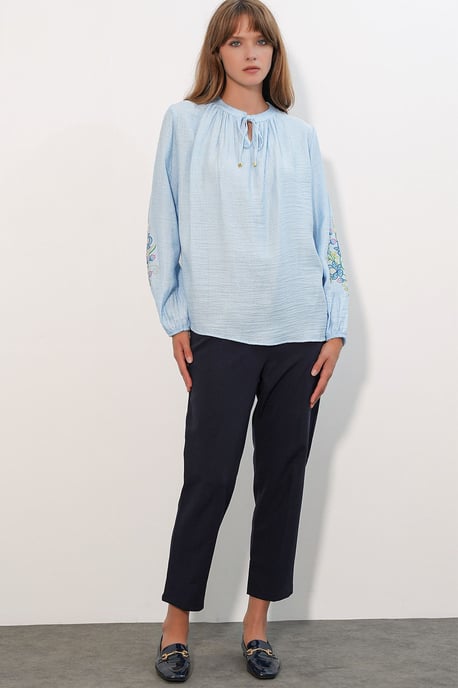 Geborduurde Oversized Crêpe Blouse - Image 2
