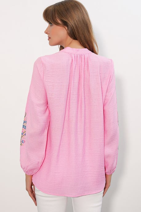 Geborduurde Overmaatse Crêpe Blouse - Image 6