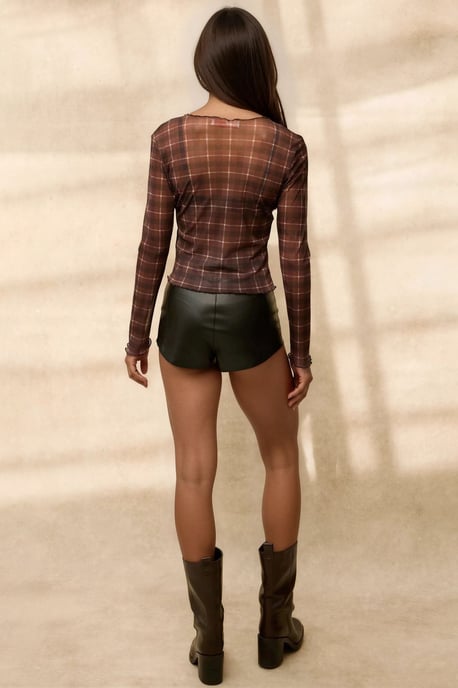 Patterned Long Sleeve Sheer Blouse - Image 3