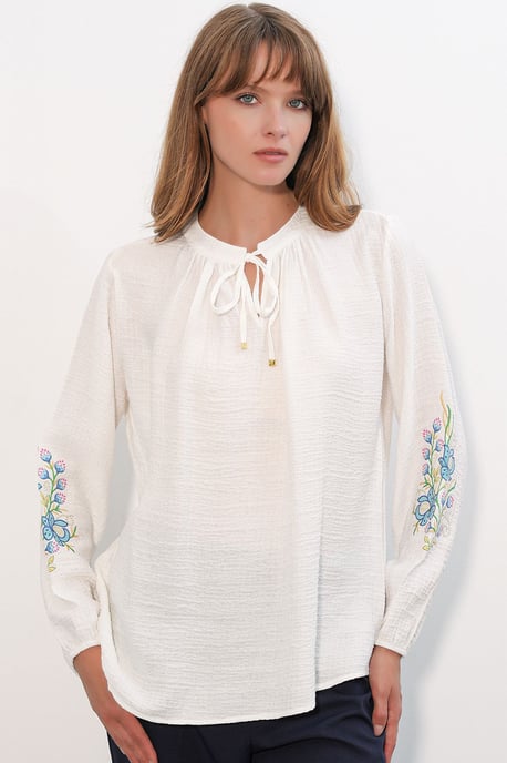 Geborduurde Oversized Crêpe Blouse - Image 1