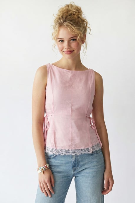 Mouwloze Poplin Blouse met Striklijn - Image 4