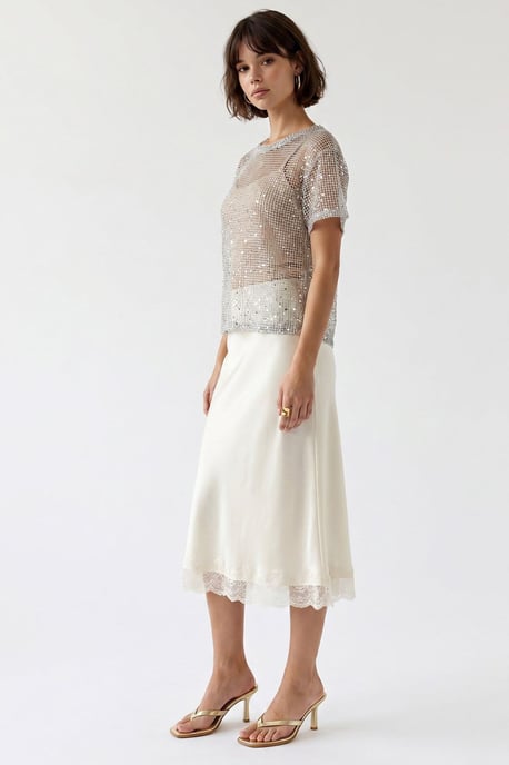 Pailletten Geweven Coltrui Blouse - Image 3