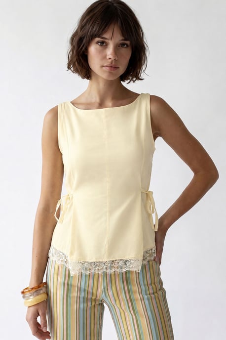Sleeveless Poplin Tie-front Blouse - Image 2