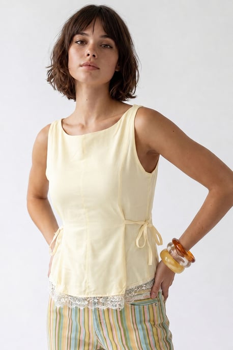 Sleeveless Poplin Tie-front Blouse - Image 3