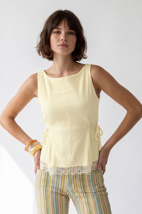 Sleeveless Poplin Tie-front Blouse - Image 4