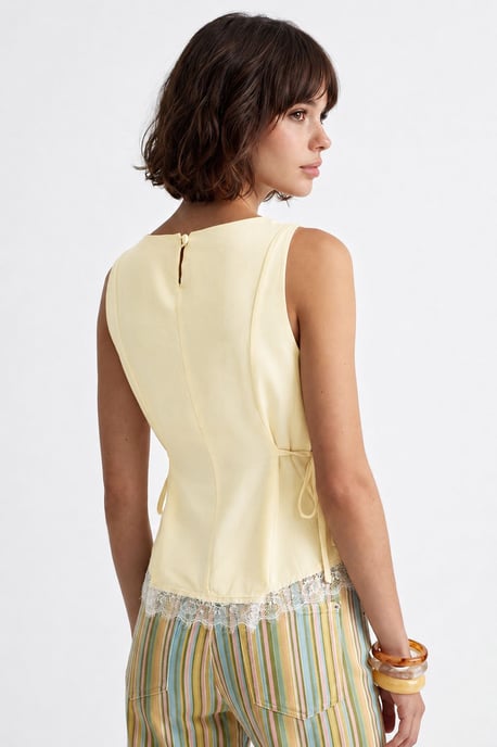 Sleeveless Poplin Tie-front Blouse - Image 5