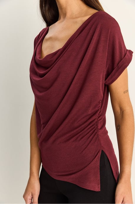 Kraagloze Drapé Blouse - Image 5