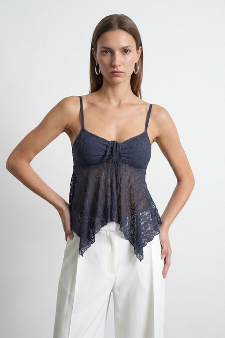 Kant strikvoorzijde mouwloze blouse - Image 3