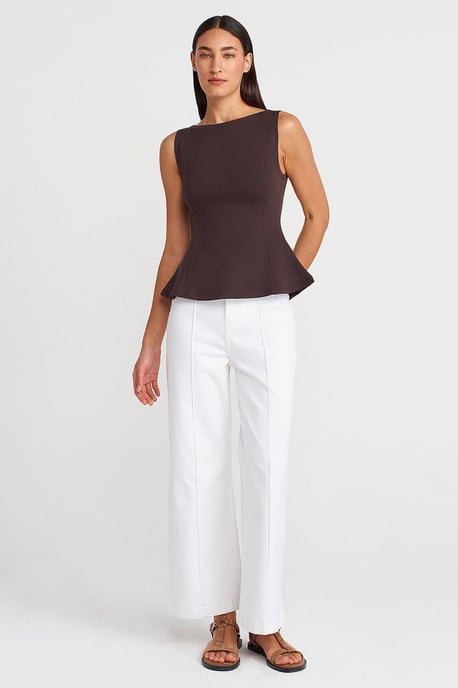 Fitted Sleeveless Peplum Blouse - Image 4