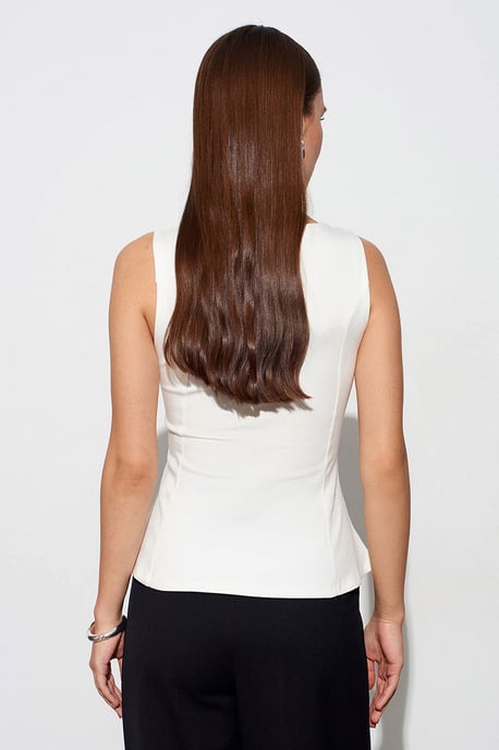 Fitted Sleeveless Peplum Blouse - Image 2