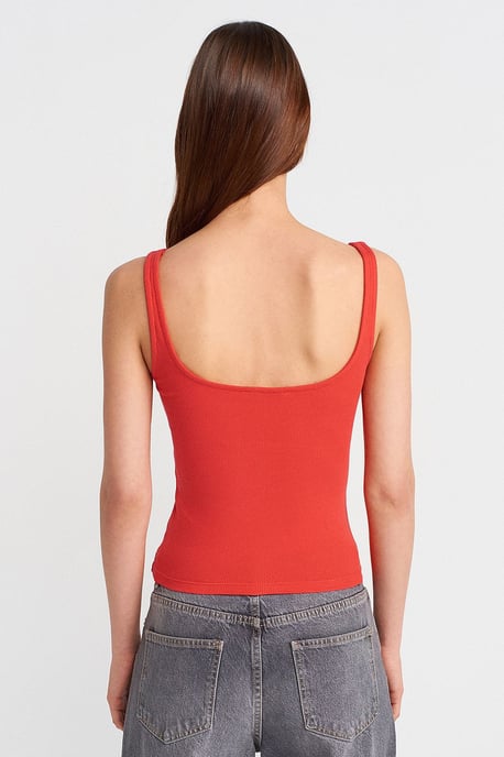 Ribbed Square-neck Sleeveless Blouse - Image 2