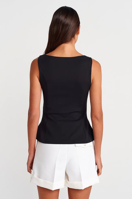 Aansluitende Mouwloze Peplum Blouse - Image 2