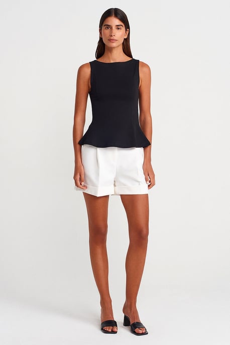 Aansluitende Mouwloze Peplum Blouse - Image 4