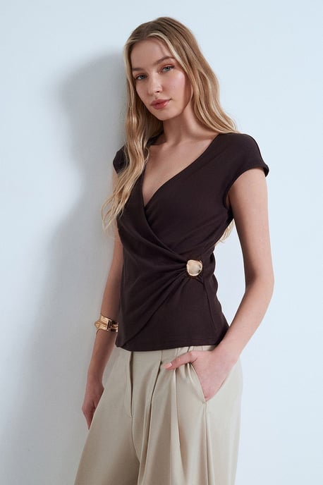 Dames Slim Fit Wikkelblouse - Image 1