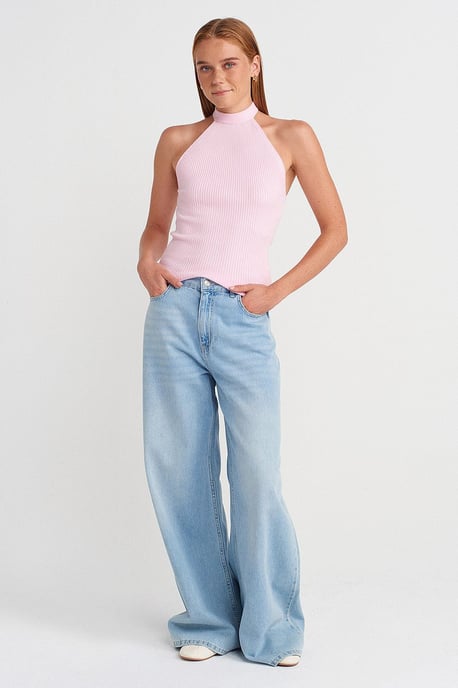 Ribbade Halterneck Slim-fit Blus - Image 4