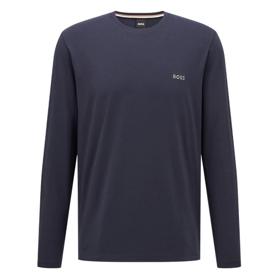 Boss Heren Geborduurd Logo Crew Hals T-shirt met Lange Mouwen (Marine) - Image 2