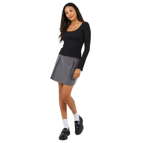 Brave Soul Womens/Ladies Ribbed Bow Detail Long-Sleeved Top (Black) - Image 4