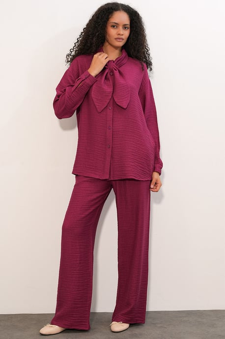 Textured Shirt And Wide-Leg Trouser Set - Image 2