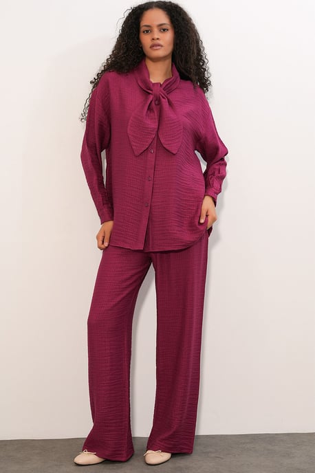 Textured Shirt And Wide-Leg Trouser Set - Image 3