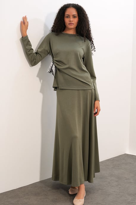 Langarm Blouse en Wijde Rok Set - Image 3