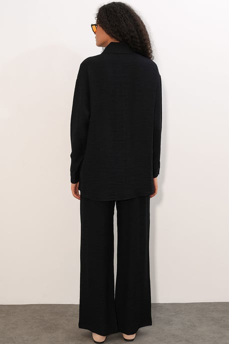 Textured Shirt And Wide-Leg Trouser Set - Image 6