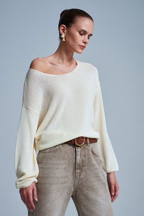 Women's Ribbed Boat-Neck Knit Sweater - Image 2