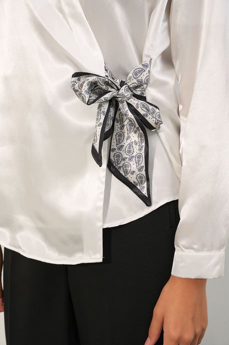 Women's Satin Tie-Front Shirt - Image 5