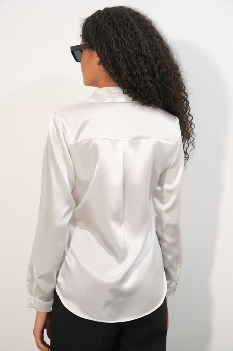 Women's Satin Tie-Front Shirt - Image 6