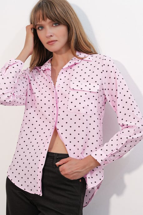 Overmaatse Geprinte Stipjes Woven Shirt - Image 3