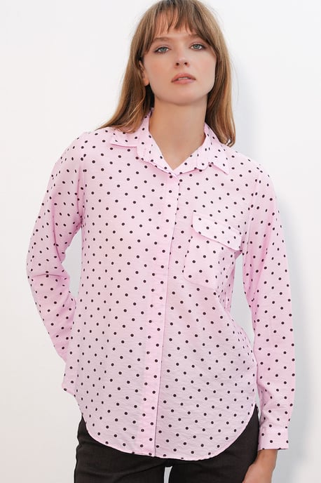 Overmaatse Geprinte Stipjes Woven Shirt - Image 4
