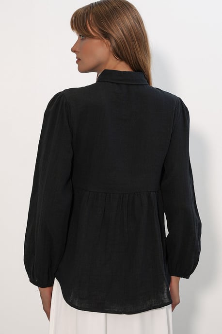 Oversized Cotton Long-Sleeve Shirt - Image 4