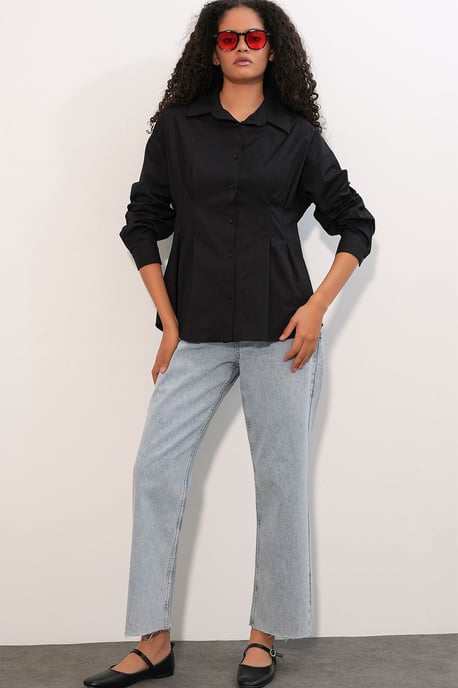 Getailleerde Poplin Shirt Met Knopen Voorzijde - Image 2