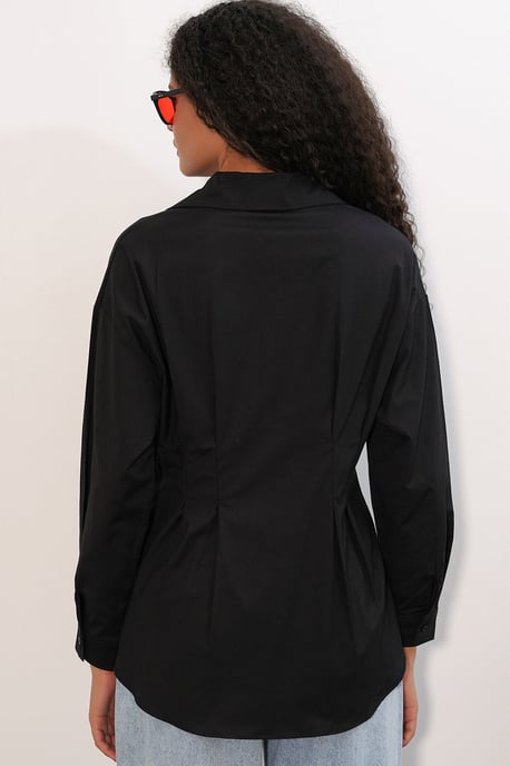 Getailleerde Poplin Shirt Met Knopen Voorzijde - Image 6