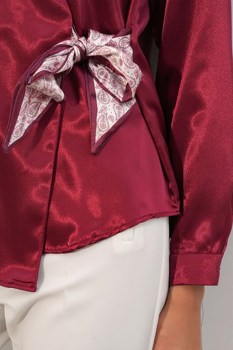 Women's Satin Tie-Front Shirt - Image 5