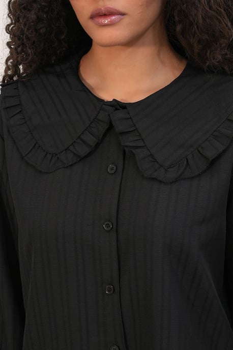 Long-sleeve Textured Shirt With Baby Collar - Image 5