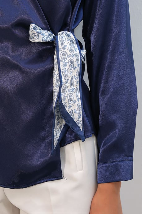 Women's Satin Tie-Front Shirt - Image 5