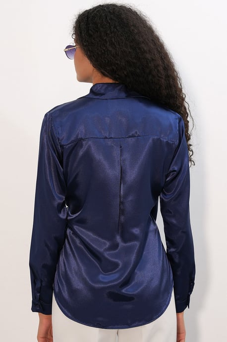 Women's Satin Tie-Front Shirt - Image 6
